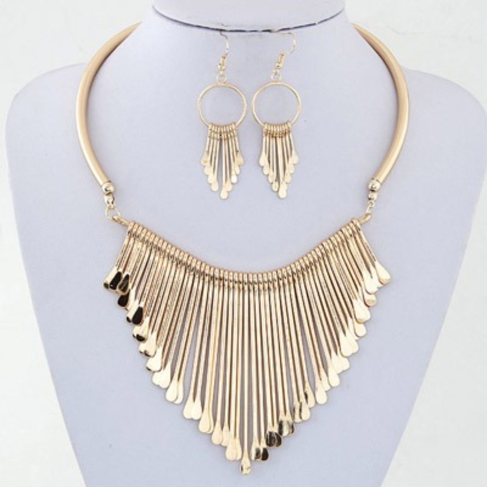 Tassel Necklace and Earring Set